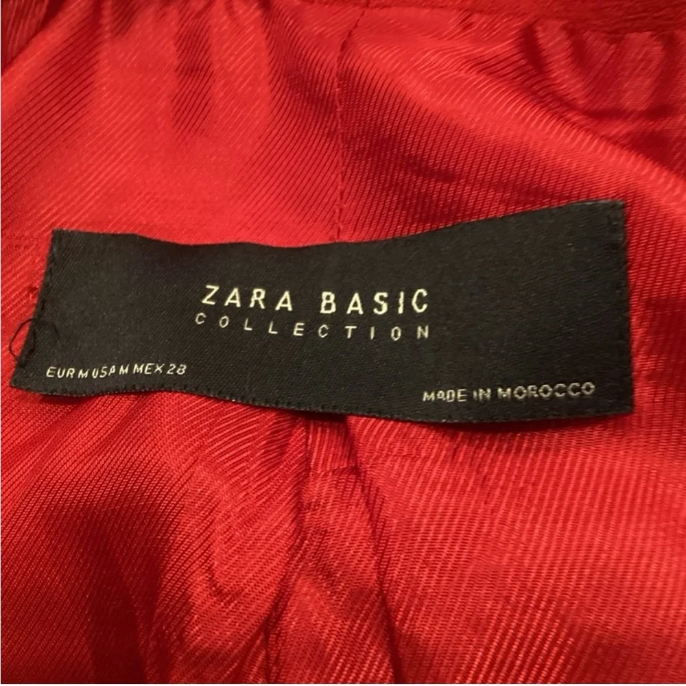 Zara Notched Collar Long Red Blazer Jacket Size: US M NWOT - Picture 5 of 7